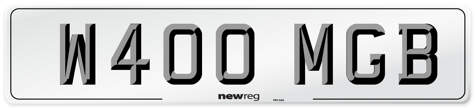 W400 MGB Number Plate from New Reg